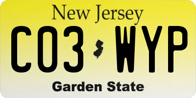 NJ license plate C03WYP