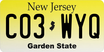 NJ license plate C03WYQ