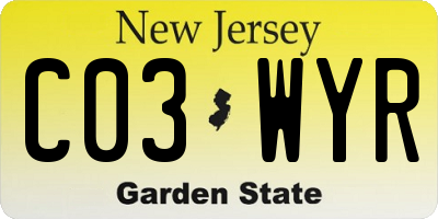 NJ license plate C03WYR