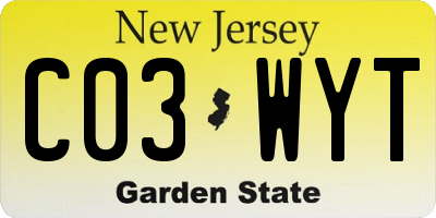 NJ license plate C03WYT