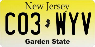 NJ license plate C03WYV