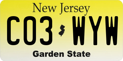 NJ license plate C03WYW
