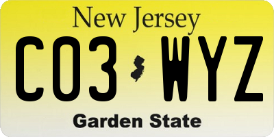 NJ license plate C03WYZ