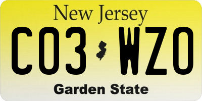 NJ license plate C03WZO