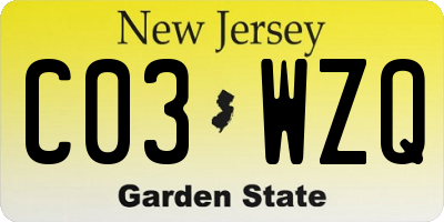 NJ license plate C03WZQ