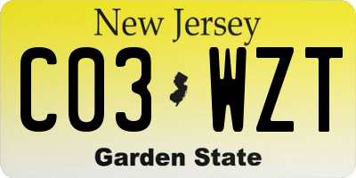 NJ license plate C03WZT