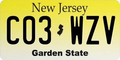 NJ license plate C03WZV