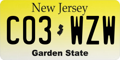 NJ license plate C03WZW