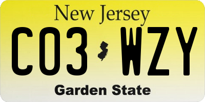 NJ license plate C03WZY