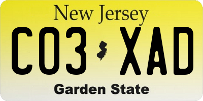 NJ license plate C03XAD