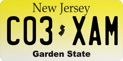 NJ license plate C03XAM