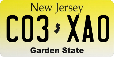 NJ license plate C03XAO