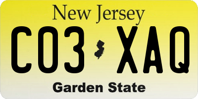 NJ license plate C03XAQ