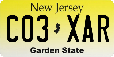 NJ license plate C03XAR