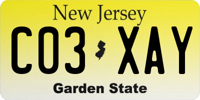 NJ license plate C03XAY