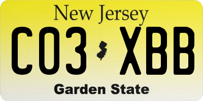 NJ license plate C03XBB