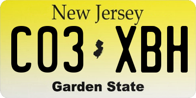 NJ license plate C03XBH