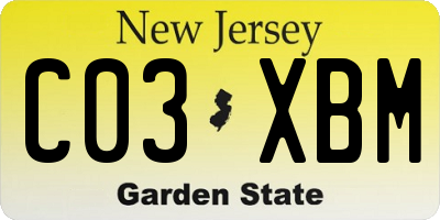 NJ license plate C03XBM