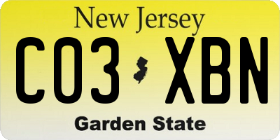 NJ license plate C03XBN