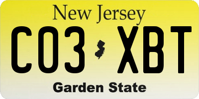 NJ license plate C03XBT
