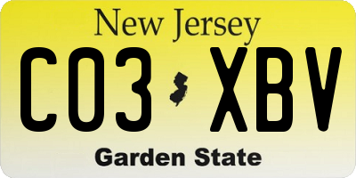 NJ license plate C03XBV