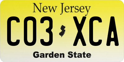NJ license plate C03XCA