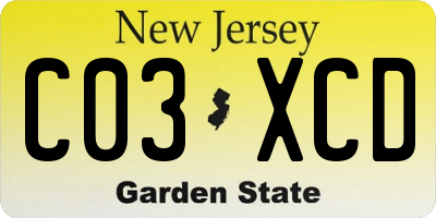 NJ license plate C03XCD