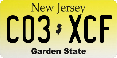 NJ license plate C03XCF