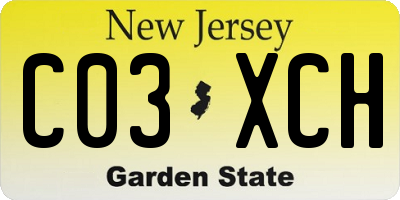 NJ license plate C03XCH