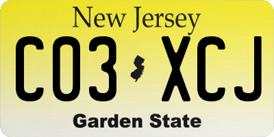 NJ license plate C03XCJ