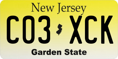 NJ license plate C03XCK