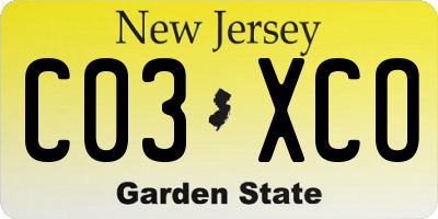 NJ license plate C03XCO