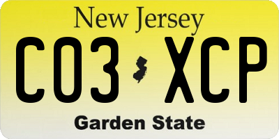 NJ license plate C03XCP