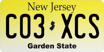 NJ license plate C03XCS