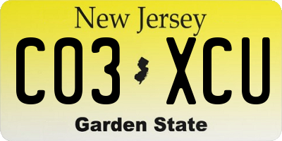 NJ license plate C03XCU