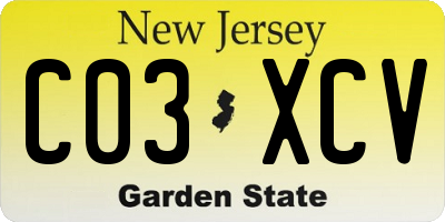 NJ license plate C03XCV