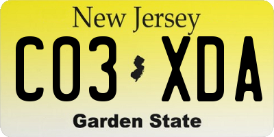 NJ license plate C03XDA