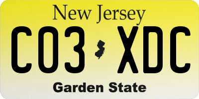 NJ license plate C03XDC