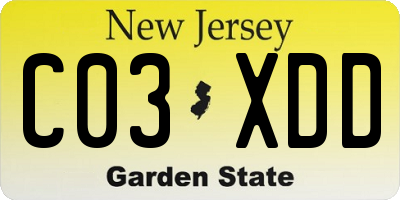 NJ license plate C03XDD