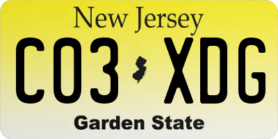 NJ license plate C03XDG