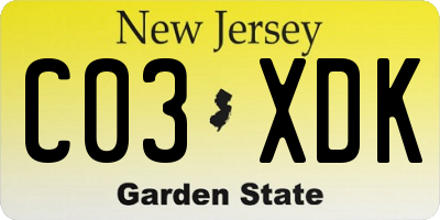 NJ license plate C03XDK
