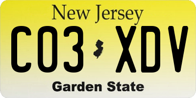 NJ license plate C03XDV