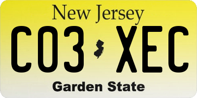 NJ license plate C03XEC