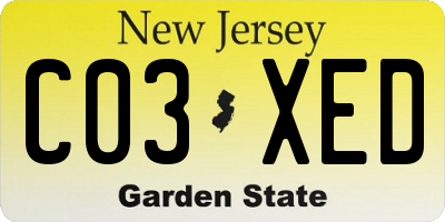 NJ license plate C03XED