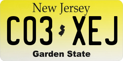 NJ license plate C03XEJ