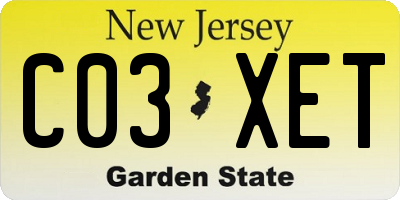 NJ license plate C03XET