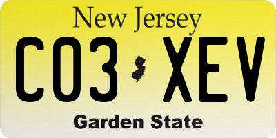 NJ license plate C03XEV