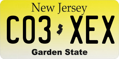 NJ license plate C03XEX