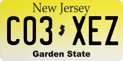 NJ license plate C03XEZ