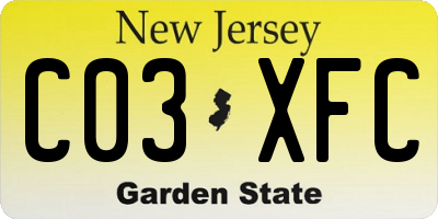 NJ license plate C03XFC